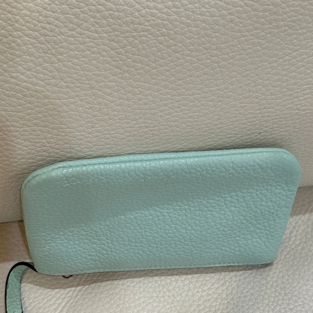 Salvatore Ferragamo Gancini With Key Ring Elegant Light Blue Leather Key Holder